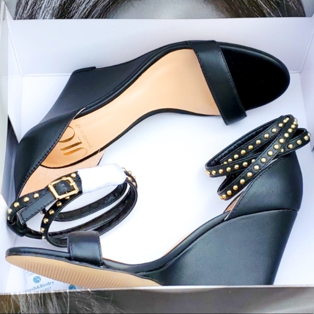 Ankle Strap Sandals Wedges Heels Embellished Studs - Picture 5 of 6